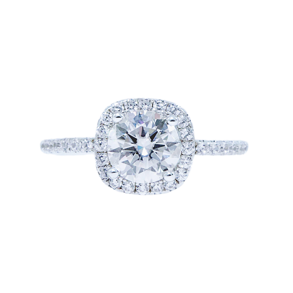 solitaire-diamond-engagement-ring-34-6585 Gold & 0.90ct Diamond Halo Engagement Ring - Image 1