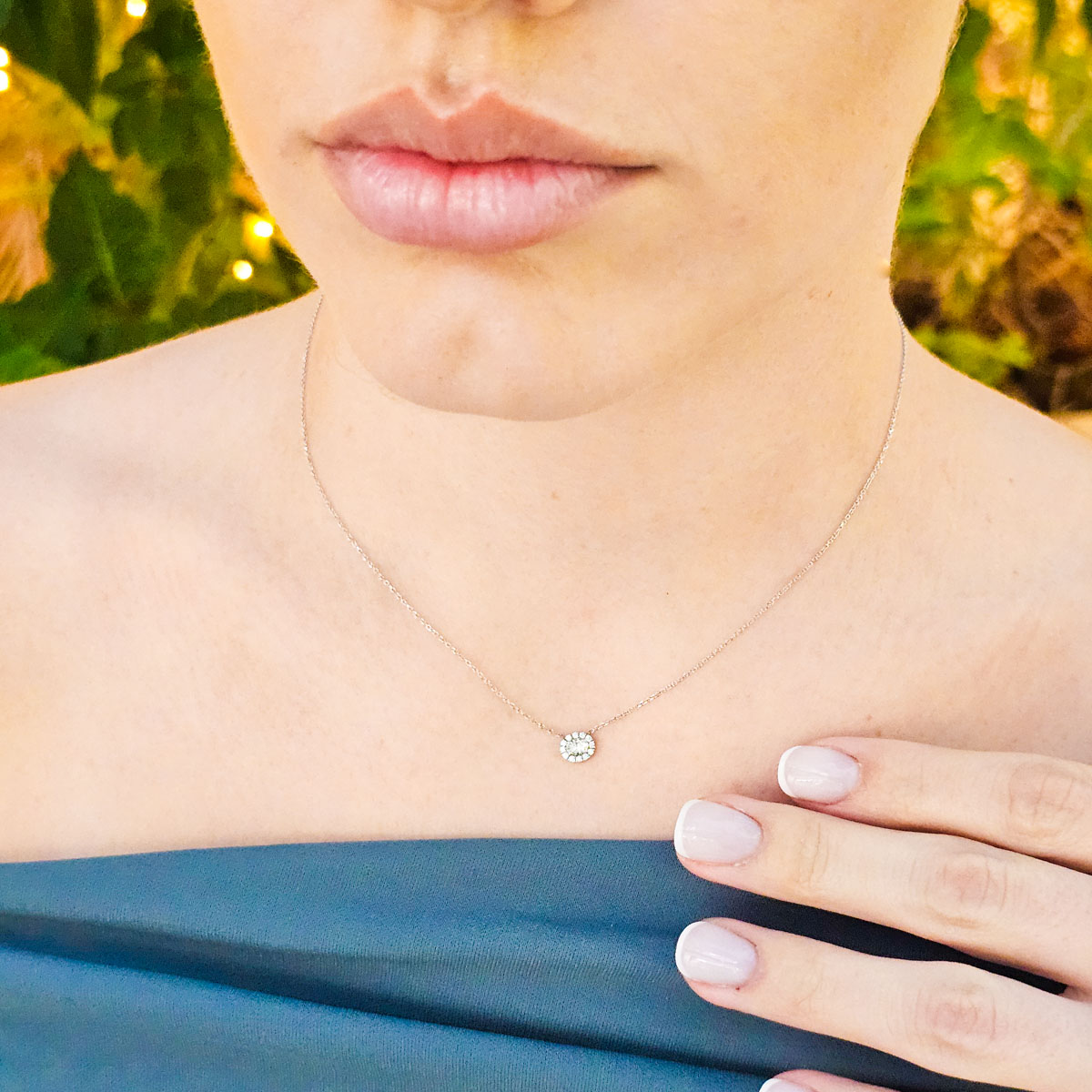 20231110_151828 Gold & 0.23ct Diamond Halo Solitaire Necklace - Image 2