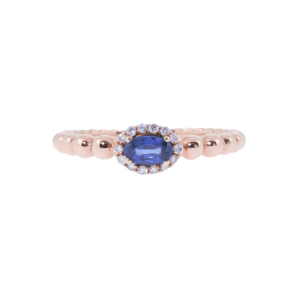 Gold, Blue Sapphire & Diamond Ring
