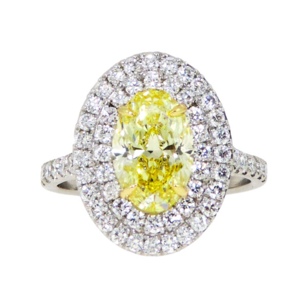 Platinum & Gold 1.90ct Fancy Yellow Diamond Engagement Ring