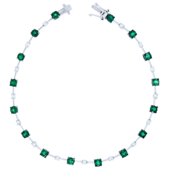 Χρυσό Βραχιόλι με Σμαράγδια & Διαμάντια