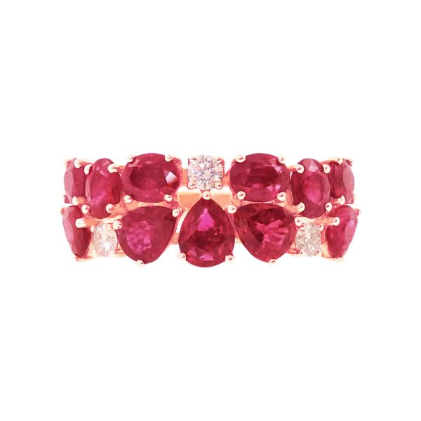 Gold, Ruby & Diamond Half Eternity Ring