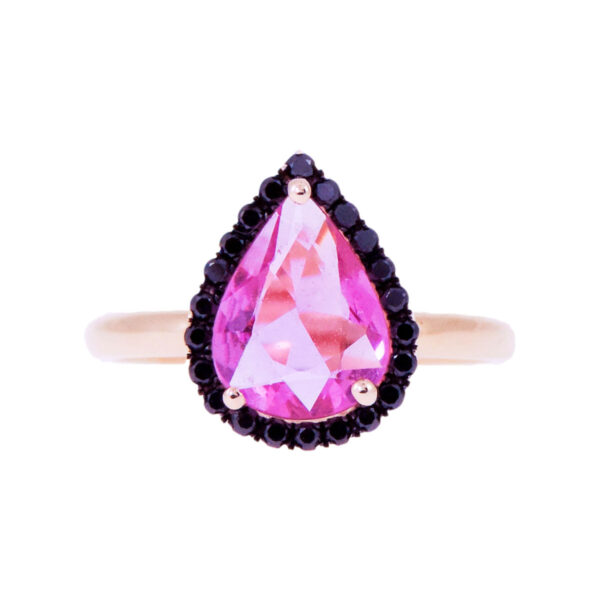 Χρυσό Δαχτυλίδι με Ροζ Ζαφείρι & Διαμάντια