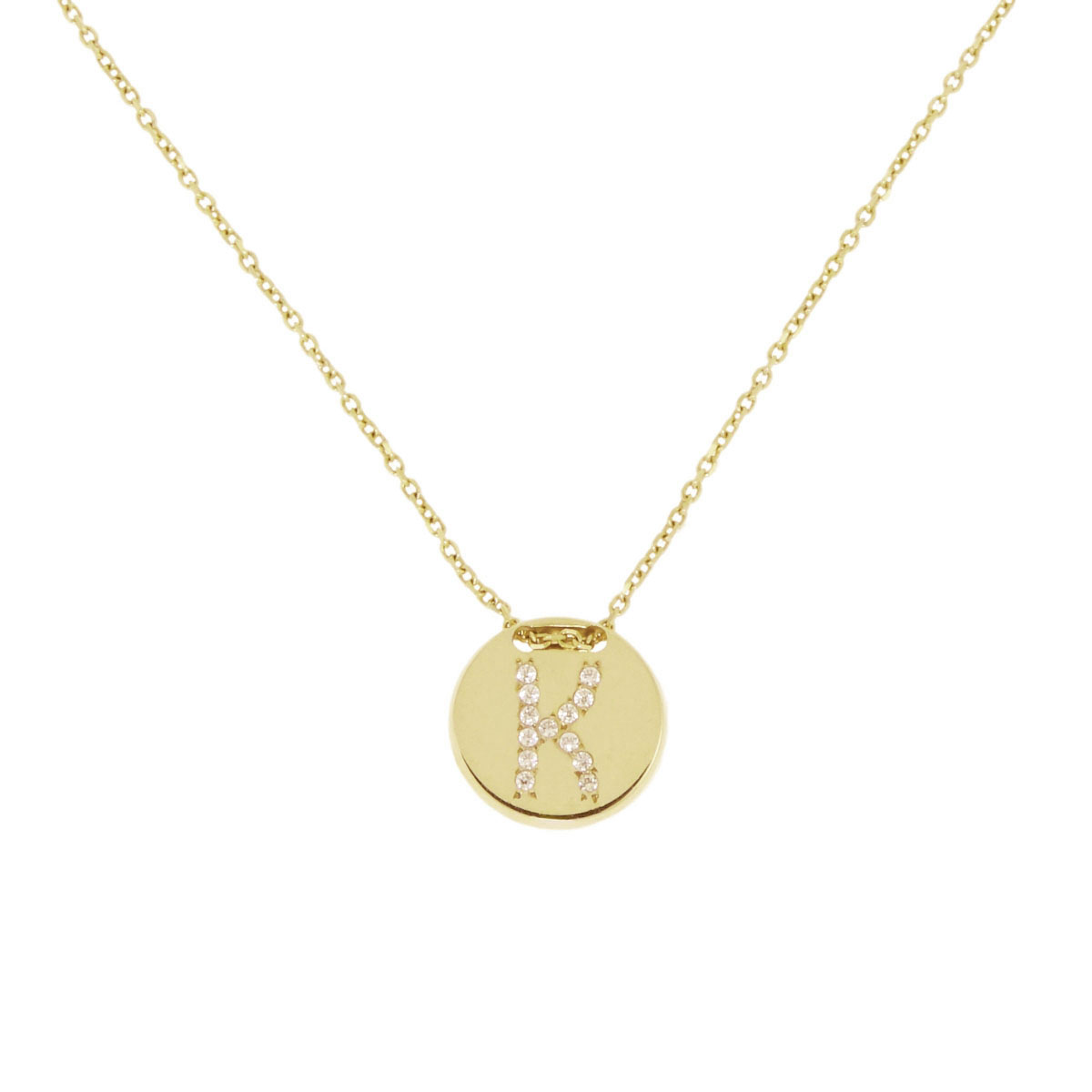 gold cubic zirconia initial necklace YG1 Gold & Cubic Zirconia Initial Necklace - Image 1
