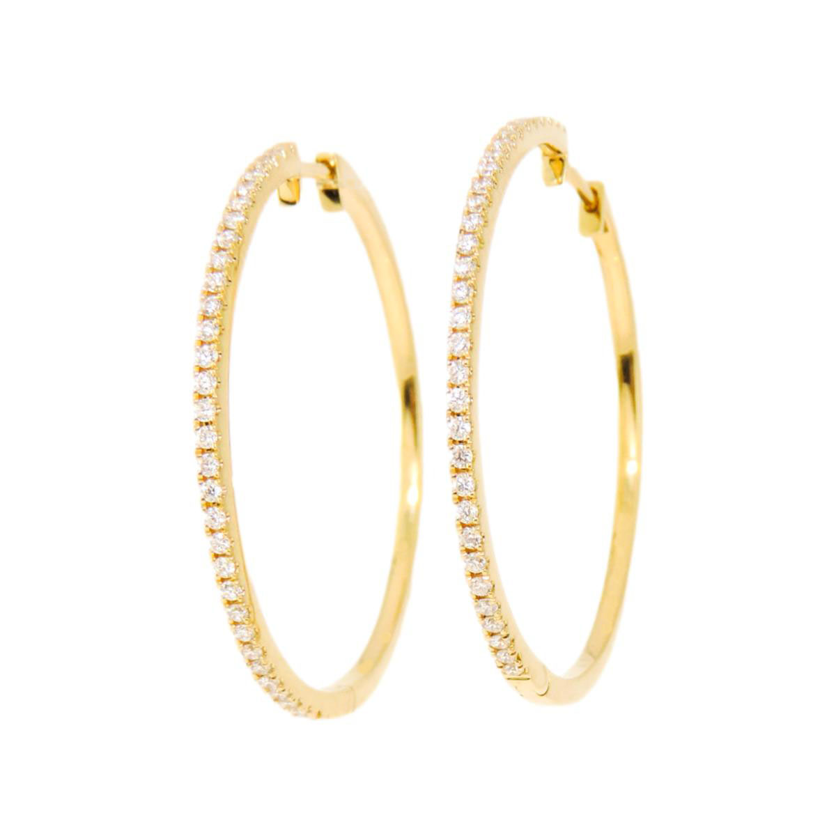 gold-diamond-hoops-2 Χρυσά Σκουλαρίκια Κρίκοι με Διαμάντια - Image 1