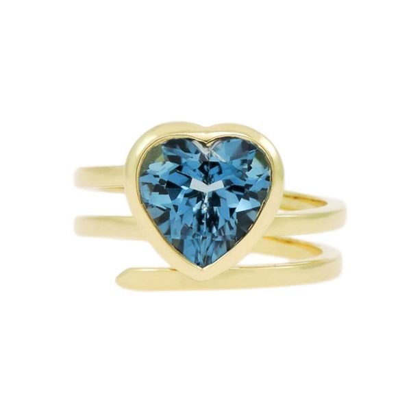 Gold & London Blue Topaz Heart Ring