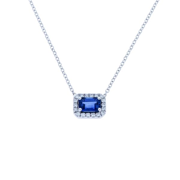 Χρυσό Κολιέ με Διαμάντια & 0.92ct Μπλε Ζαφείρι κοπής Emerald