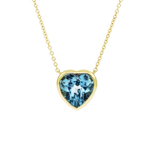 Χρυσό Κολιέ Καρδιά με Μπλε Τοπάζι