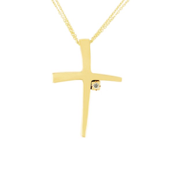 Χρυσός Σταυρός & Αλυσίδα με Διαμάντι