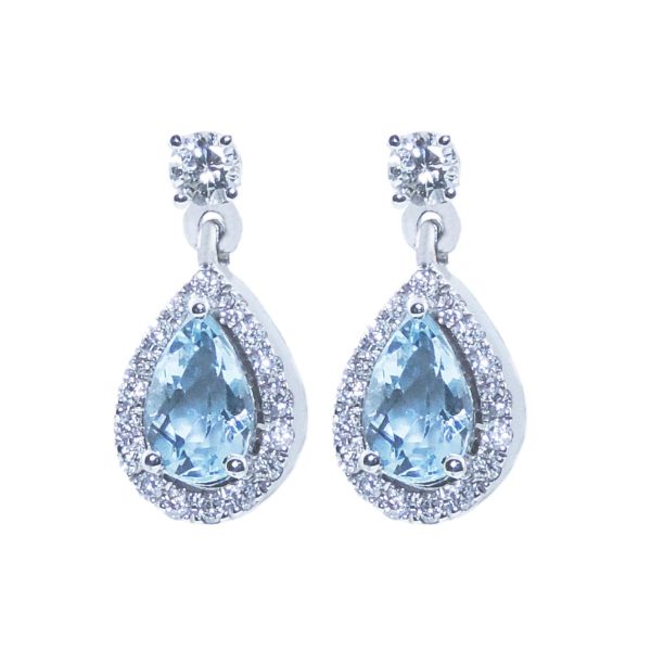 Gold, Aquamarine & Diamond Earrings