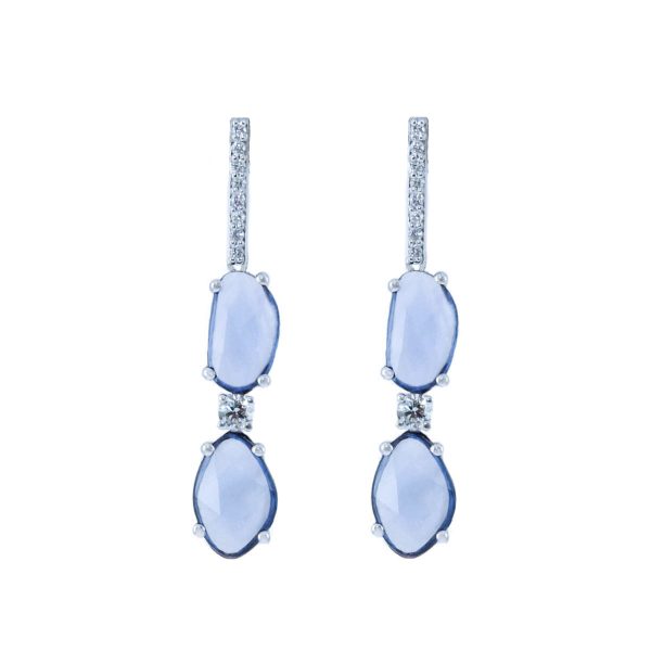 Gold Sapphire & Diamond Earrings