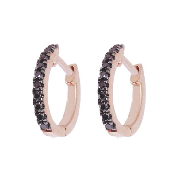 Gold & Black Diamond Huggie Earrings