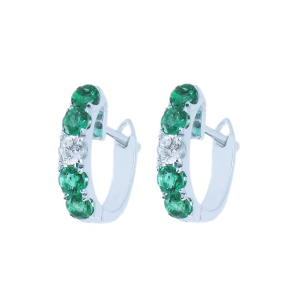 Gold, Emerald & Diamond Huggie Earrings