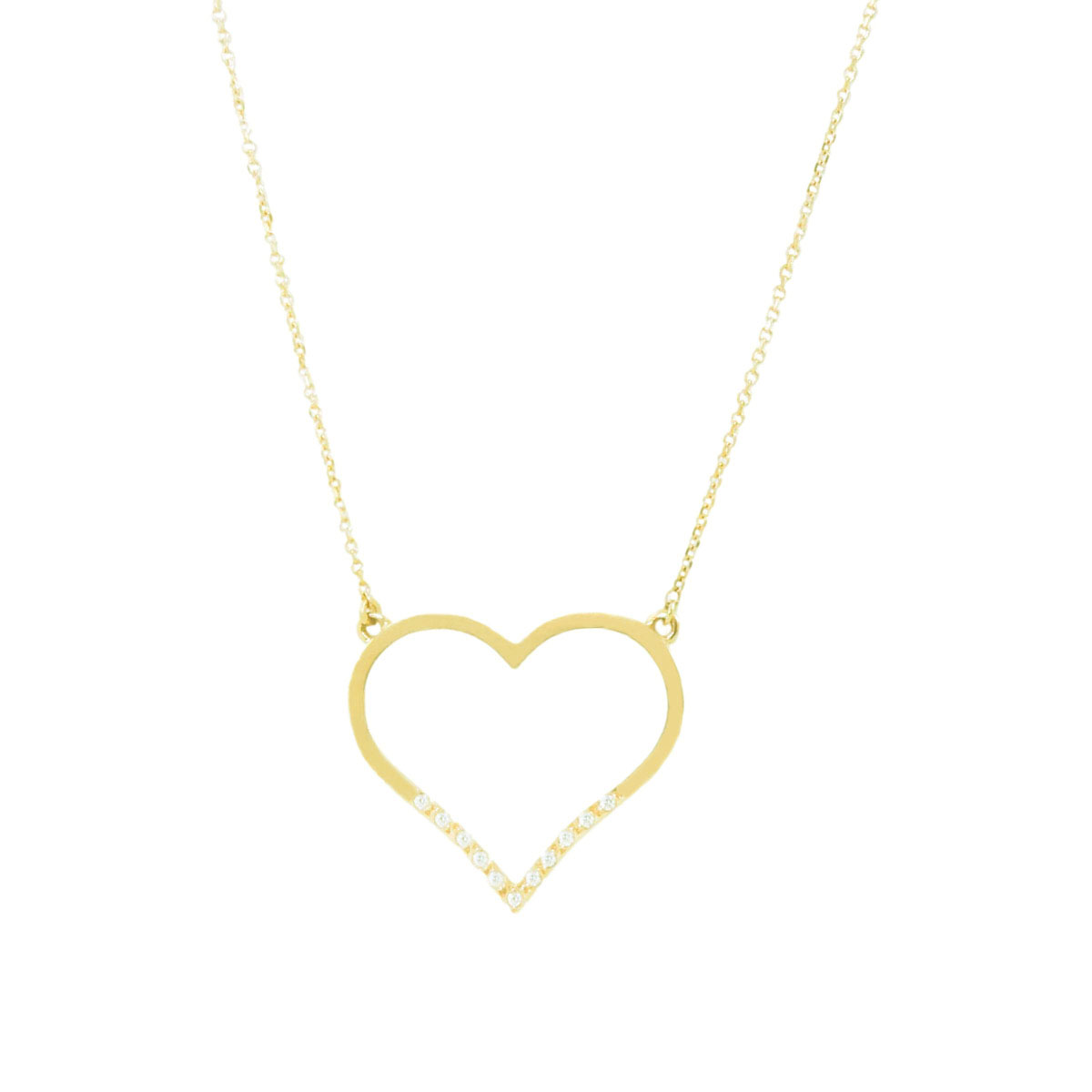 Gold-diamond-heart-necklace-9266-1_clipped_rev_1-1 Χρυσό Κολιέ Καρδιά με Ζιρκόν - Image 1