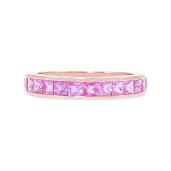Gold & Pink Sapphire Half Eternity Ring