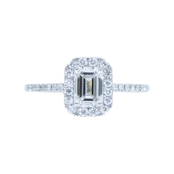 Χρυσό Δαχτυλίδι Halo Μονόπετρο με 0.60ct Emerald Cut Διαμάντι