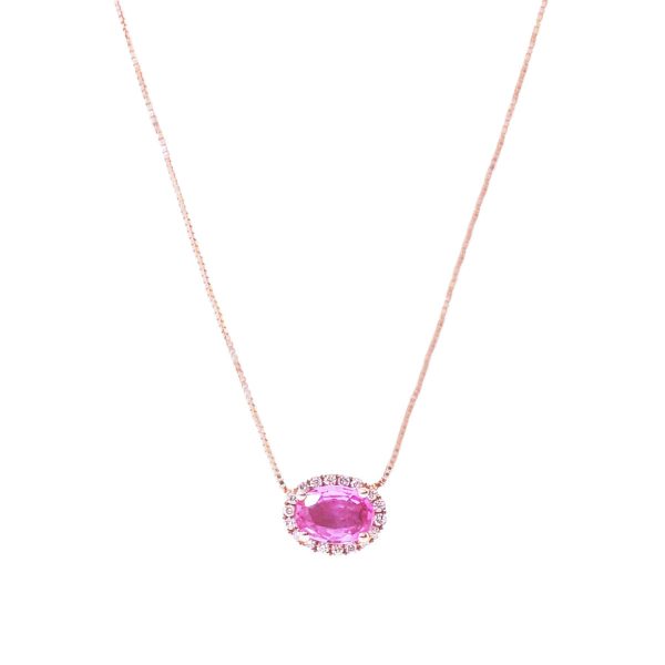 Gold, Pink Sapphire & Diamond Necklace