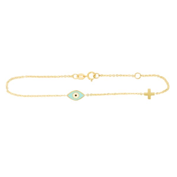 Gold & Evil Eye Enamel Bracelet