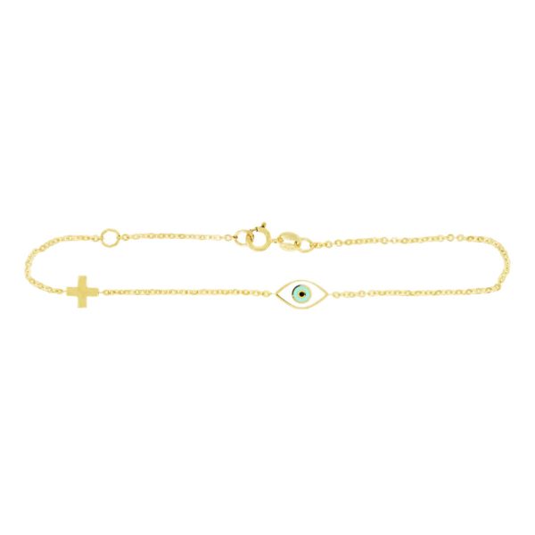 Gold & Evil Eye Enamel Bracelet