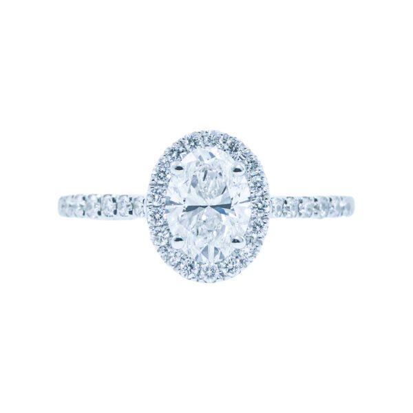 Gold & 0.90ct Oval Diamond Halo Engagement Ring