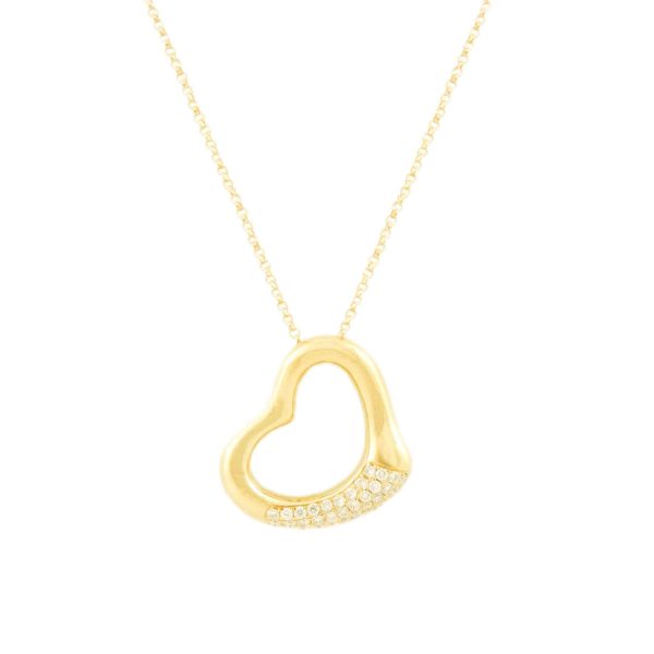 Χρυσό Κολιέ Καρδιά με Διαμάντια