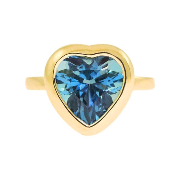 Gold & Heart shaped Blue Topaz Ring