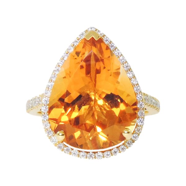 Gold, Citrine & Diamond Ring