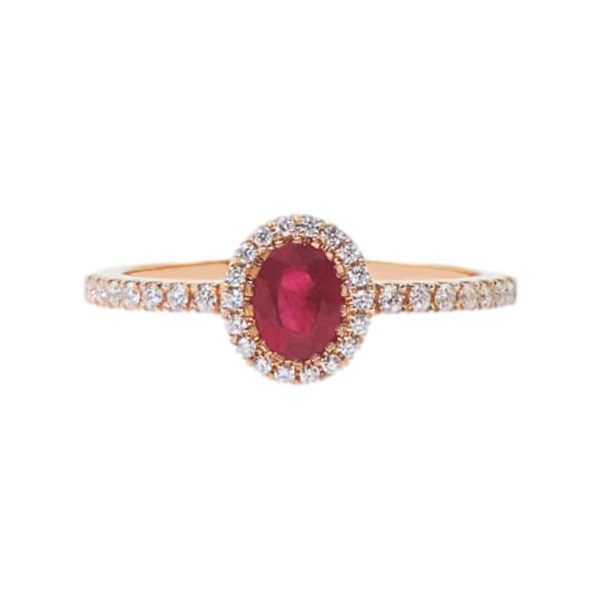 Gold, Ruby & Diamond Halo Ring