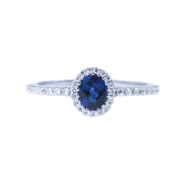 Χρυσό Δαχτυλίδι Halo με Ζαφείρι & Διαμάντια