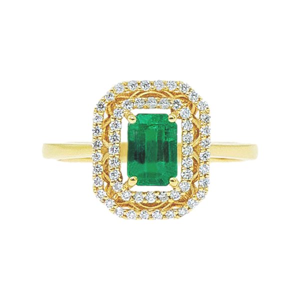 Gold, Emerald & Diamond Ring