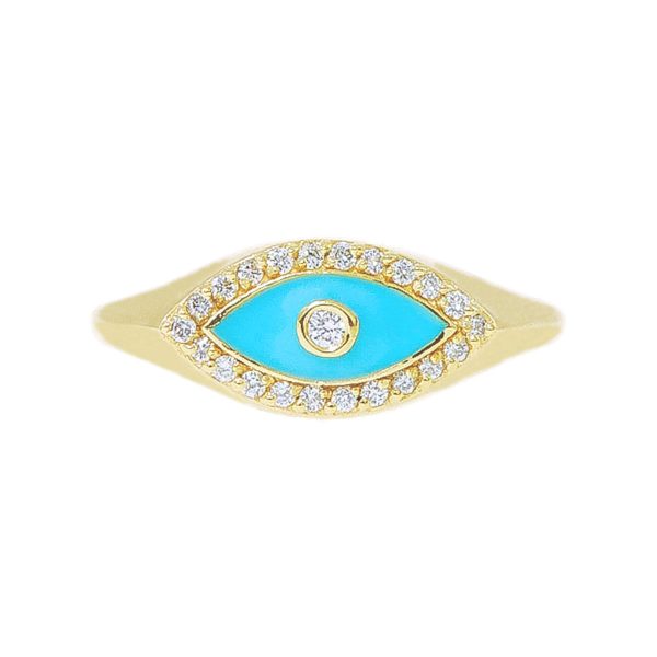 Gold, Enamel & Diamond Evil Eye Ring