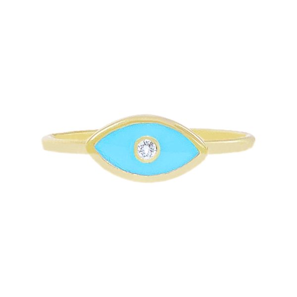 Gold, Enamel & Diamond Evil Eye Ring