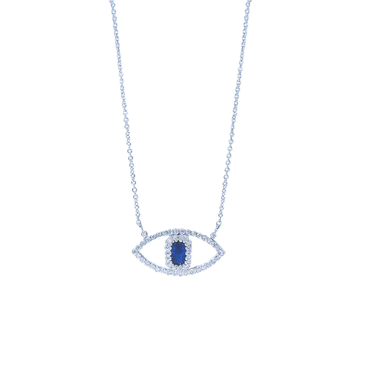 gold, sapphire & diamond evil eye necklace 9537-1_clipped_rev_1 Gold, Sapphire & Diamond Evil Eye Necklace - Image 1
