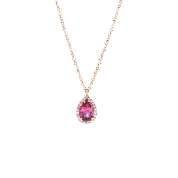 Gold, Pink Tourmaline & Diamond Necklace