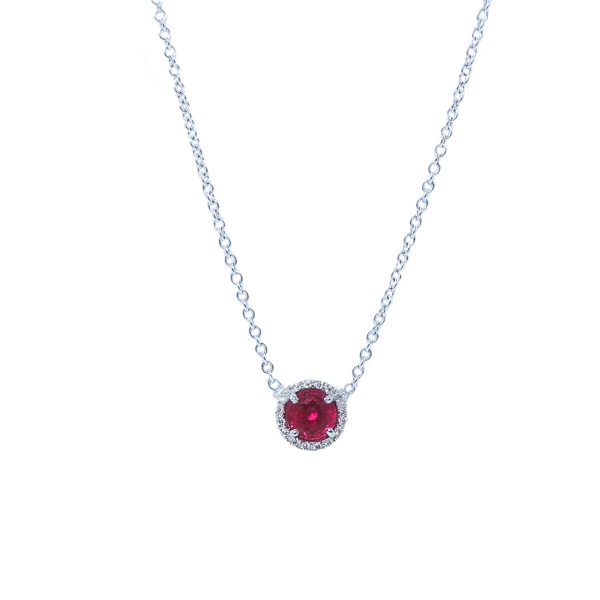 Gold, Ruby & Diamond Halo Neclace