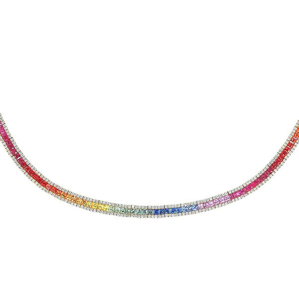 Gold Rainbow Sapphire & Diamond Choker