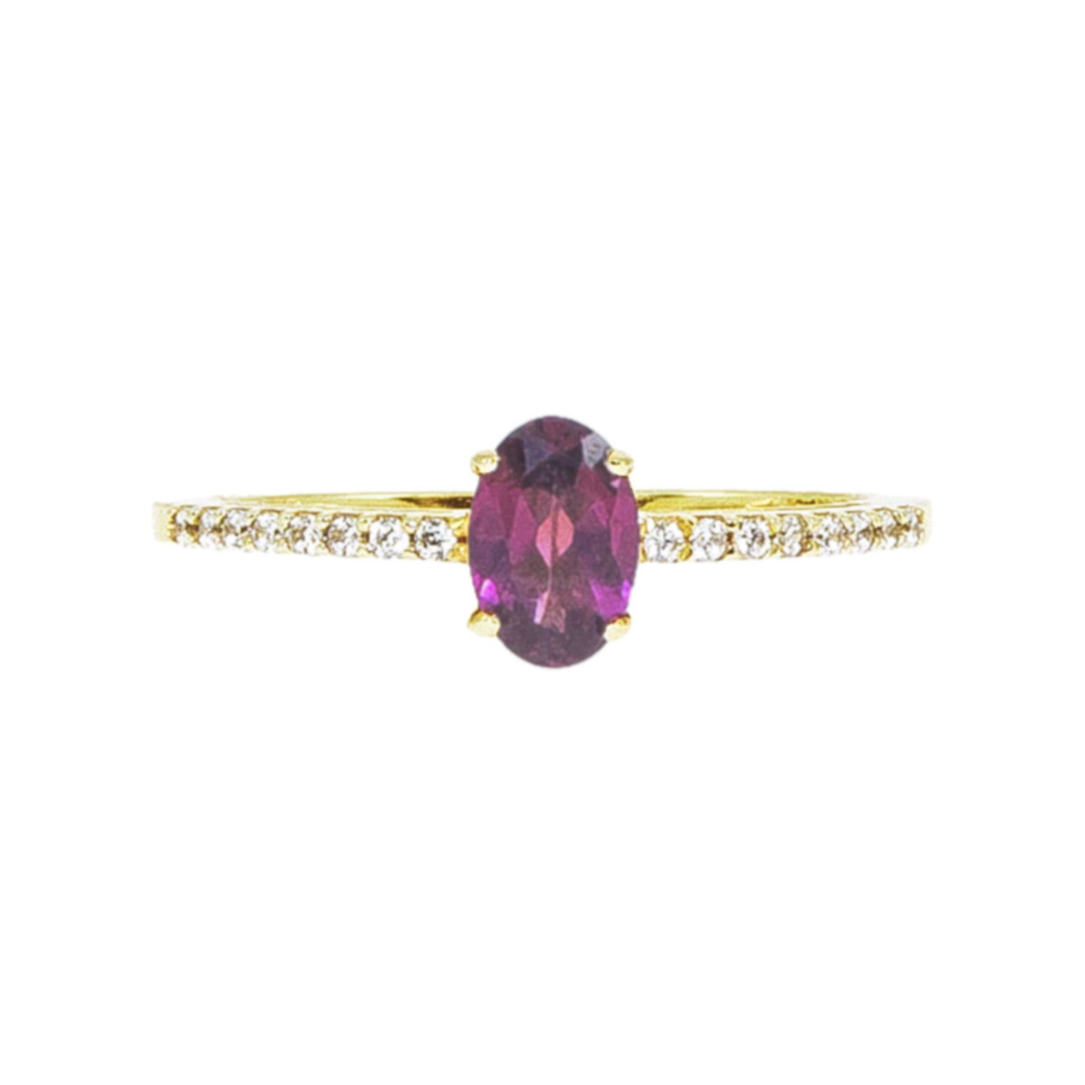 gold, rhodolite & cz engagement ring 6935-1_clipped_rev_1 Gold Rhodolite & Cubic Zirconia Ring - Image 1