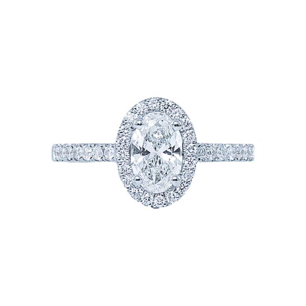 Gold & 0.50ct Oval Halo Diamond Engagement Ring